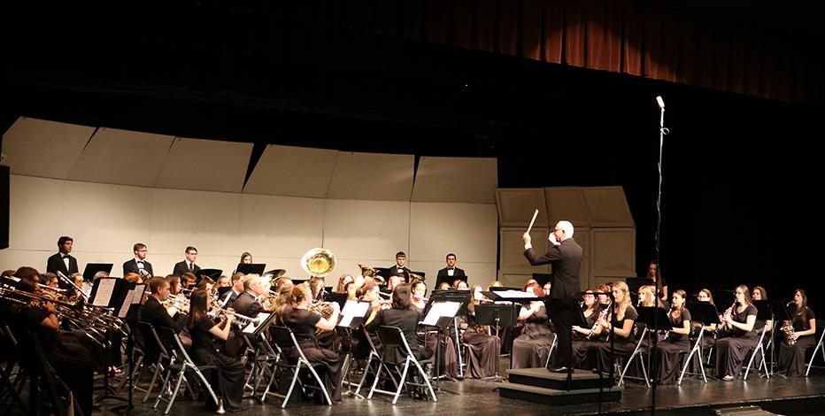 The Mount Mercy band performing at a concert